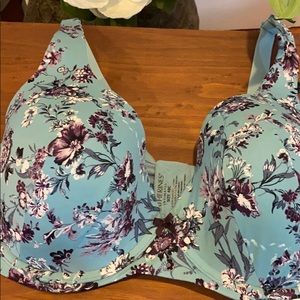 Catherine’s Bra - 48c Wire Plunge      Floral Aqua